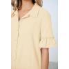 MEROKEETY Women’s Summer Button Down Shirt Dress Casual Ruffle Sleeve Shift Mini Dresses with Pockets(Beige)