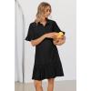 MEROKEETY Women’s Summer Button Down Shirt Dress Casual Ruffle Sleeve Shift Mini Dresses with Pockets(Black)