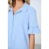 MEROKEETY Women’s Summer Button Down Shirt Dress Casual Ruffle Sleeve Shift Mini Dresses with Pockets(Blue)