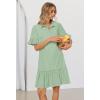 MEROKEETY Women’s Summer Button Down Shirt Dress Casual Ruffle Sleeve Shift Mini Dresses with Pockets(Light Green)