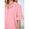 MEROKEETY Women’s Summer Button Down Shirt Dress Casual Ruffle Sleeve Shift Mini Dresses with Pockets(Pink)