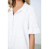 MEROKEETY Women’s Summer Button Down Shirt Dress Casual Ruffle Sleeve Shift Mini Dresses with Pockets(White)