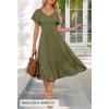 MEROKEETY Women’s Summer Casual V Neck Ruffle Sleeve Smocked High Waist Midi Dress with Pockets(Armygreen)