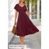 MEROKEETY Women’s Summer Casual V Neck Ruffle Sleeve Smocked High Waist Midi Dress with Pockets(Plum)