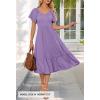 MEROKEETY Women’s Summer Casual V Neck Ruffle Sleeve Smocked High Waist Midi Dress with Pockets(Purple)