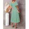MEROKEETY Women’s Summer Casual V Neck Ruffle Sleeve Smocked High Waist Midi Dress with Pockets(Sage)