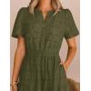 MEROKEETY Women’s Summer Floral Maxi Dress 2026 Spring Boho Vacation Eyelet Lace Short Sleeve A Line Tiered Flowy Dresses(Army Green)