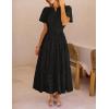 MEROKEETY Women’s Summer Floral Maxi Dress 2026 Spring Boho Vacation Eyelet Lace Short Sleeve A Line Tiered Flowy Dresses(Black)
