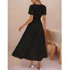 MEROKEETY Women’s Summer Floral Maxi Dress 2026 Spring Boho Vacation Eyelet Lace Short Sleeve A Line Tiered Flowy Dresses(Black)