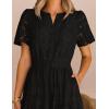 MEROKEETY Women’s Summer Floral Maxi Dress 2026 Spring Boho Vacation Eyelet Lace Short Sleeve A Line Tiered Flowy Dresses(Black)