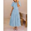 MEROKEETY Women’s Summer Floral Maxi Dress 2026 Spring Boho Vacation Eyelet Lace Short Sleeve A Line Tiered Flowy Dresses(Blue)