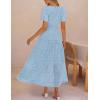 MEROKEETY Women’s Summer Floral Maxi Dress 2026 Spring Boho Vacation Eyelet Lace Short Sleeve A Line Tiered Flowy Dresses(Blue)