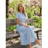 MEROKEETY Women’s Summer Floral Maxi Dress 2026 Spring Boho Vacation Eyelet Lace Short Sleeve A Line Tiered Flowy Dresses(Blue)