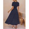MEROKEETY Women’s Summer Floral Maxi Dress 2026 Spring Boho Vacation Eyelet Lace Short Sleeve A Line Tiered Flowy Dresses(Navy)