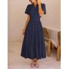 MEROKEETY Women’s Summer Floral Maxi Dress 2026 Spring Boho Vacation Eyelet Lace Short Sleeve A Line Tiered Flowy Dresses(Navy)