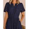 MEROKEETY Women’s Summer Floral Maxi Dress 2026 Spring Boho Vacation Eyelet Lace Short Sleeve A Line Tiered Flowy Dresses(Navy)