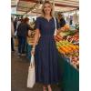 MEROKEETY Women’s Summer Floral Maxi Dress 2026 Spring Boho Vacation Eyelet Lace Short Sleeve A Line Tiered Flowy Dresses(Navy)