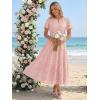MEROKEETY Women’s Summer Floral Maxi Dress 2026 Spring Boho Vacation Eyelet Lace Short Sleeve A Line Tiered Flowy Dresses(Pink)