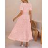 MEROKEETY Women’s Summer Floral Maxi Dress 2026 Spring Boho Vacation Eyelet Lace Short Sleeve A Line Tiered Flowy Dresses(Pink)