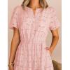 MEROKEETY Women’s Summer Floral Maxi Dress 2026 Spring Boho Vacation Eyelet Lace Short Sleeve A Line Tiered Flowy Dresses(Pink)