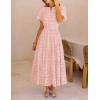 MEROKEETY Women’s Summer Floral Maxi Dress 2026 Spring Boho Vacation Eyelet Lace Short Sleeve A Line Tiered Flowy Dresses(Pink)