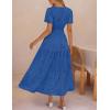 MEROKEETY Women’s Summer Floral Maxi Dress 2026 Spring Boho Vacation Eyelet Lace Short Sleeve A Line Tiered Flowy Dresses(Royal Blue)