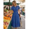 MEROKEETY Women’s Summer Floral Maxi Dress 2026 Spring Boho Vacation Eyelet Lace Short Sleeve A Line Tiered Flowy Dresses(Royal Blue)