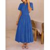 MEROKEETY Women’s Summer Floral Maxi Dress 2026 Spring Boho Vacation Eyelet Lace Short Sleeve A Line Tiered Flowy Dresses(Royal Blue)