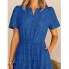 MEROKEETY Women’s Summer Floral Maxi Dress 2026 Spring Boho Vacation Eyelet Lace Short Sleeve A Line Tiered Flowy Dresses(Royal Blue)