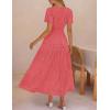 MEROKEETY Women’s Summer Floral Maxi Dress 2026 Spring Boho Vacation Eyelet Lace Short Sleeve A Line Tiered Flowy Dresses(Watermelon)