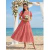 MEROKEETY Women’s Summer Floral Maxi Dress 2026 Spring Boho Vacation Eyelet Lace Short Sleeve A Line Tiered Flowy Dresses(Watermelon)