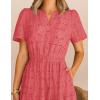 MEROKEETY Women’s Summer Floral Maxi Dress 2026 Spring Boho Vacation Eyelet Lace Short Sleeve A Line Tiered Flowy Dresses(Watermelon)
