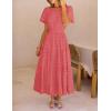 MEROKEETY Women’s Summer Floral Maxi Dress 2026 Spring Boho Vacation Eyelet Lace Short Sleeve A Line Tiered Flowy Dresses(Watermelon)
