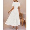 MEROKEETY Women’s Summer Floral Maxi Dress 2026 Spring Boho Vacation Eyelet Lace Short Sleeve A Line Tiered Flowy Dresses(White)