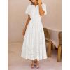 MEROKEETY Women’s Summer Floral Maxi Dress 2026 Spring Boho Vacation Eyelet Lace Short Sleeve A Line Tiered Flowy Dresses(White)