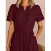 MEROKEETY Women’s Summer Floral Maxi Dress 2026 Spring Boho Vacation Eyelet Lace Short Sleeve A Line Tiered Flowy Dresses(Wine)