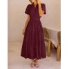 MEROKEETY Women’s Summer Floral Maxi Dress 2026 Spring Boho Vacation Eyelet Lace Short Sleeve A Line Tiered Flowy Dresses(Wine)