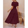 MEROKEETY Women’s Summer Floral Maxi Dress 2026 Spring Boho Vacation Eyelet Lace Short Sleeve A Line Tiered Flowy Dresses(Wine)
