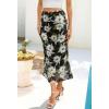 MEROKEETY Women’s Summer Floral Mesh Midi Skirt 2026 Casual Trendy High Waist Ruched Boho Skirts(Black)