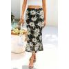 MEROKEETY Women’s Summer Floral Mesh Midi Skirt 2026 Casual Trendy High Waist Ruched Boho Skirts(Black)