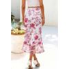 MEROKEETY Women’s Summer Floral Mesh Midi Skirt 2026 Casual Trendy High Waist Ruched Boho Skirts(Floral Pink)
