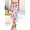 MEROKEETY Women’s Summer Floral Mesh Midi Skirt 2026 Casual Trendy High Waist Ruched Boho Skirts(Floral Pink)