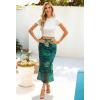 MEROKEETY Women’s Summer Floral Mesh Midi Skirt 2026 Casual Trendy High Waist Ruched Boho Skirts(Green)