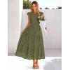 MEROKEETY Women’s Summer Lace Eyelet Maxi Dress 2026 Spring Casual Boho Flutter Sleeve Tiered Flowy Beach Vacation Dresses(Army Green)