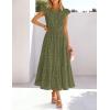 MEROKEETY Women’s Summer Lace Eyelet Maxi Dress 2026 Spring Casual Boho Flutter Sleeve Tiered Flowy Beach Vacation Dresses(Army Green)