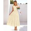 MEROKEETY Women’s Summer Lace Eyelet Maxi Dress 2026 Spring Casual Boho Flutter Sleeve Tiered Flowy Beach Vacation Dresses(Beige)