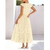 MEROKEETY Women’s Summer Lace Eyelet Maxi Dress 2026 Spring Casual Boho Flutter Sleeve Tiered Flowy Beach Vacation Dresses(Beige)