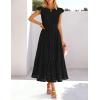 MEROKEETY Women’s Summer Lace Eyelet Maxi Dress 2026 Spring Casual Boho Flutter Sleeve Tiered Flowy Beach Vacation Dresses(Black)