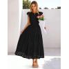 MEROKEETY Women’s Summer Lace Eyelet Maxi Dress 2026 Spring Casual Boho Flutter Sleeve Tiered Flowy Beach Vacation Dresses(Black)