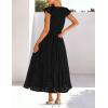 MEROKEETY Women’s Summer Lace Eyelet Maxi Dress 2026 Spring Casual Boho Flutter Sleeve Tiered Flowy Beach Vacation Dresses(Black)